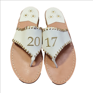 Ivory & Gold Jack Roger's Leather 2017 Sandals Size 9 NWOT